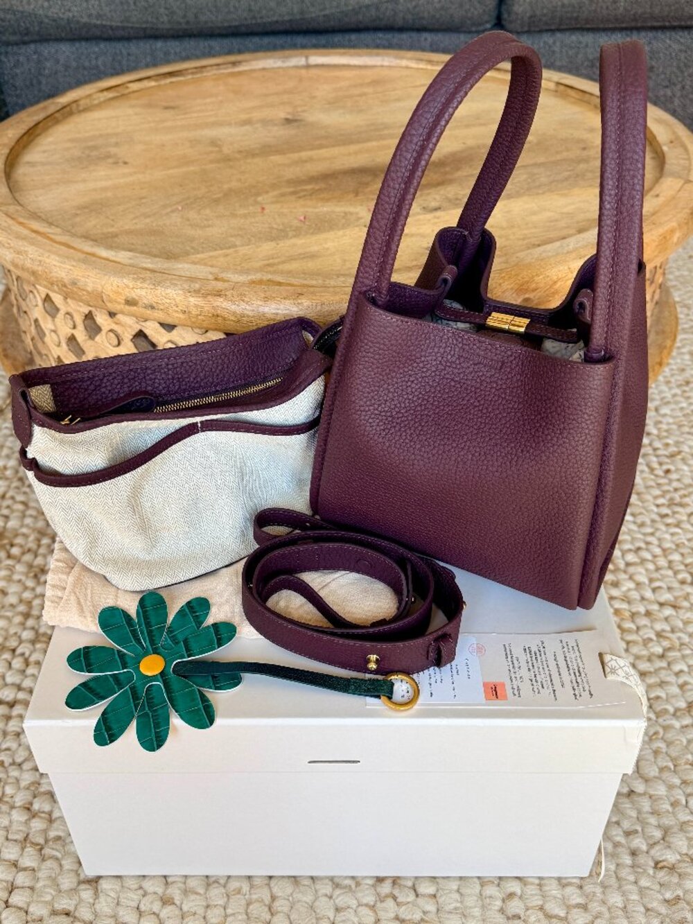 Songmont Medium Song Bag in Burgundy w/ Flower Charm